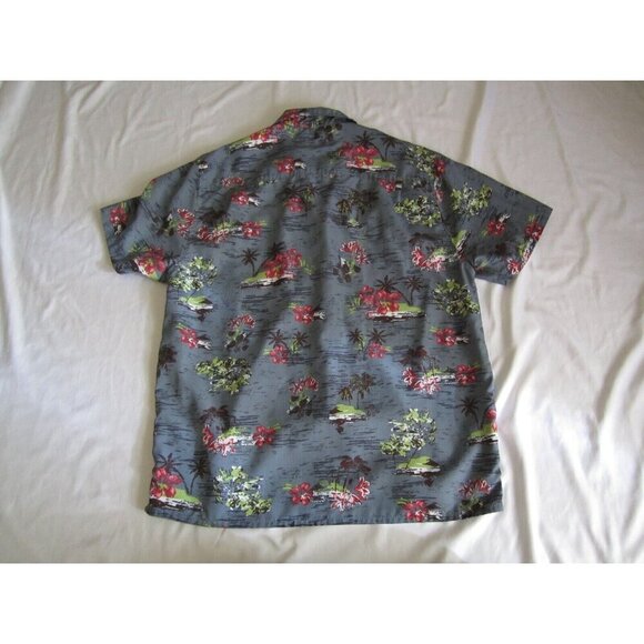 Men's UZZI Polyester Hawaiian Floral Button Short Sleeve Shirt Sz L (MT429) - Picture 6 of 8